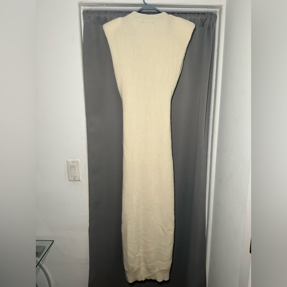 JLUXLABEL Ivory Ribbed Knit Side Slit Maxi  Sweater Dress Size M - Picture 11 of 15